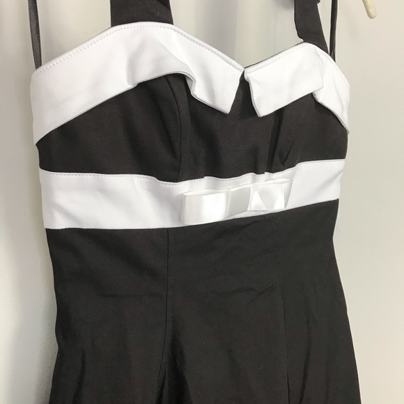 Unique Vintage Tuxedo Halter Black Dress - Picture 5 of 8